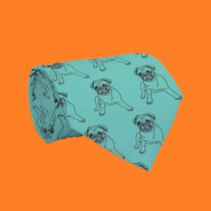 Cravate Tie classique moderne bleu sarcelle pour chien pug
