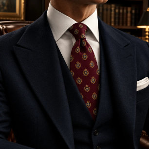Cravate Tie club de crête heraldique Navy Or Bourgogne