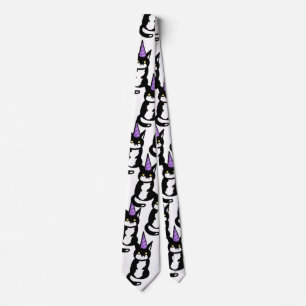 Cravate Tie de célébration de chat noir et blanc