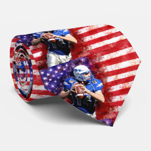 Cravate Tie de cou de football patriotique drapeau américa