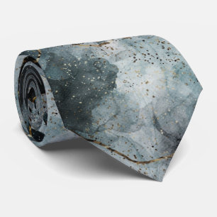 Cravate Tie de cou pour hommes bleu et gris abstrait