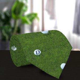 Cravate Tie de golf à motif monogramme balle de golf verte