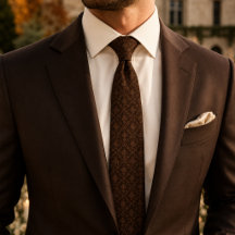 Tie de mariage en damas brun chocolat | Marié vint