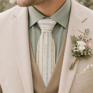 Cravate Tie de mariage moderne folk Bleu sauge poussiére