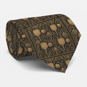 Cravate Tie de pickleball Art Nouveau – Or Art Déco