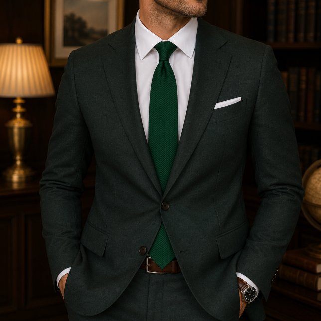 Cravate Tie en herringbone vert foncé (Créateur téléchargé)