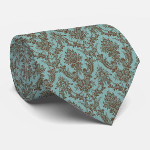 Cravate Tie en soie damassée Aqua Chocolat