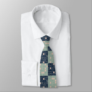 Cravate Tie étoile atomique bleu marine et menthe du milie