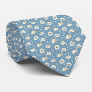 Cravate Tie Floral Bleu Beige Mariage Garçons d'Honneur Ma