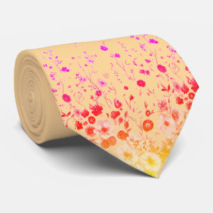 Cravate Tie floral crème pêche pour hommes