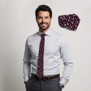 Cravate Tie géométrique hexagonale prune foncé rose