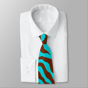 Cravate Tie imprimé zèbre turquoise rétro