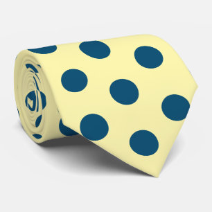 Cravate Tie jaune beurre marine à pois