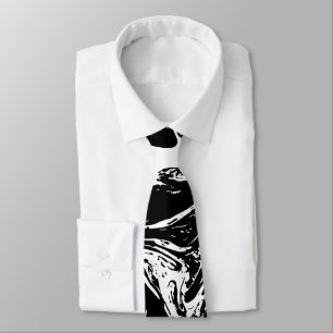 Cravate Tie noir et blanc style marbre