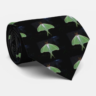 Cravate Tie papillon de lune noir et vert