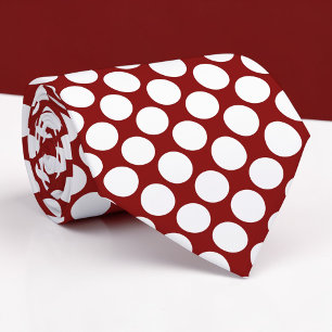 Cravate Tie personnalisé à gros pois rouges foncés