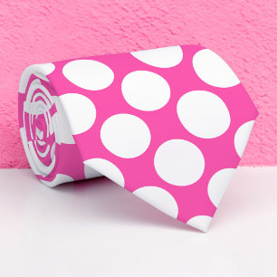 Cravate Tie personnalisé à pois géants rose vif
