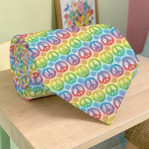 Cravate Tie personnalisé Signe de Paix Psychedelique