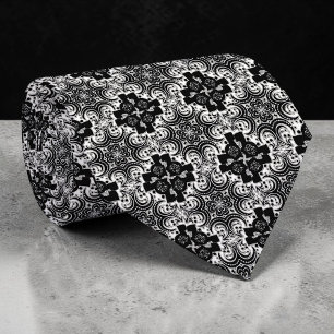Cravate Tie personnalisée abstraite noir et blanc