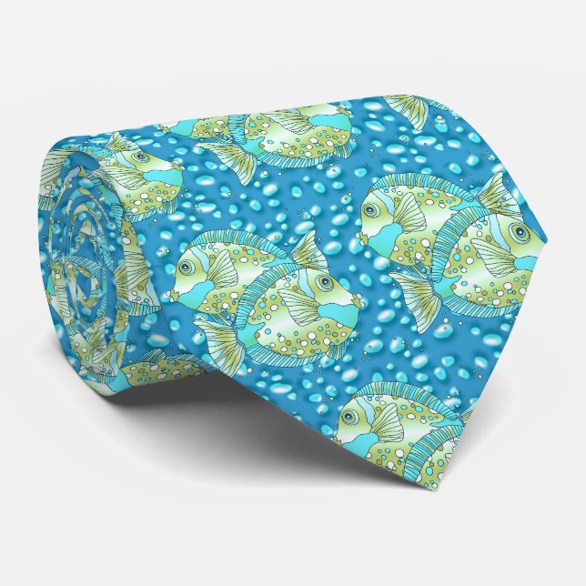 Cravate Tie Poisson Bleu (Roulé)