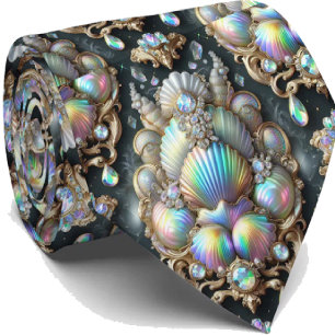 Cravate Tie pour amoureux de la plage   Motif coquillage d