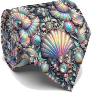 Cravate Tie pour amoureux de la plage   Motif coquillage d