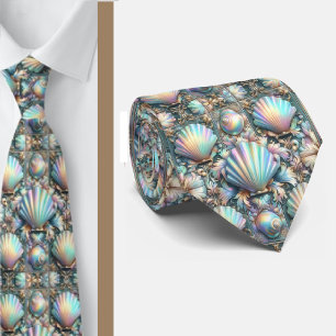 Cravate Tie pour amoureux de la plage   Motif coquillages 