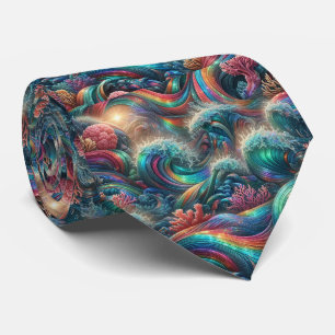 Cravate Tie pour amoureux de la plage   Motif de corail d'