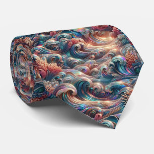 Cravate Tie pour amoureux de la plage Motif de corail oc