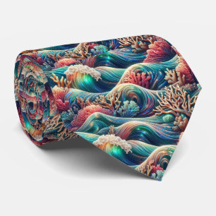 Cravate Tie pour amoureux de la plage Motif de corail oc