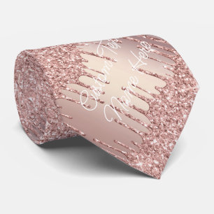 Cravate Tie Rose Gold Texte Personnalisé avec Gouttes de P