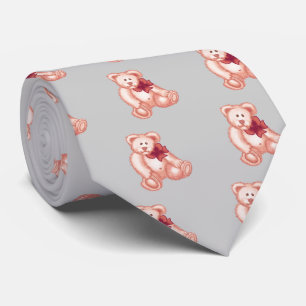 Cravate Tie rose ourson fille