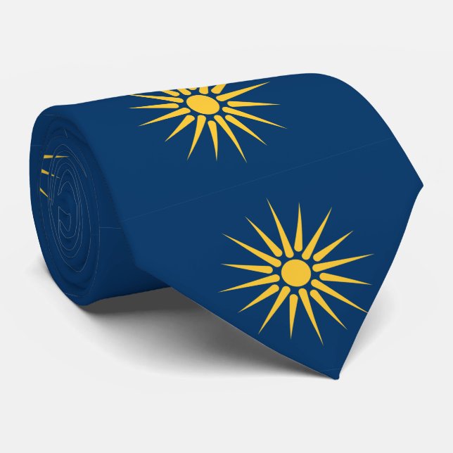 Cravate Tie with Flag of Macedonia, Greece (Roulé)
