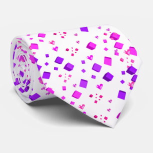 Cravate Tied cubes roses et violets et coeurs