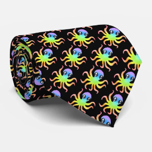 Cravate Tied de cou (noir) - Pieuvre Arc-en-ciel