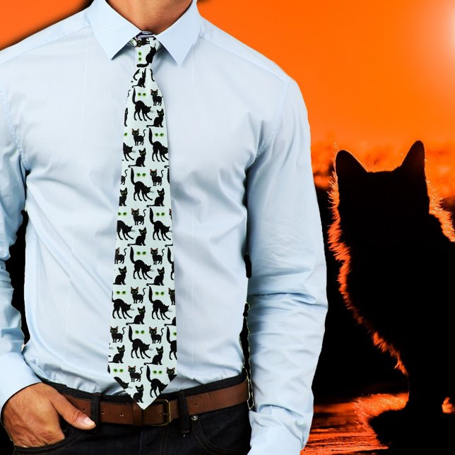 Cravate Tied Motif Yeux de Chats Noirs Halloween (Créateur téléchargé)