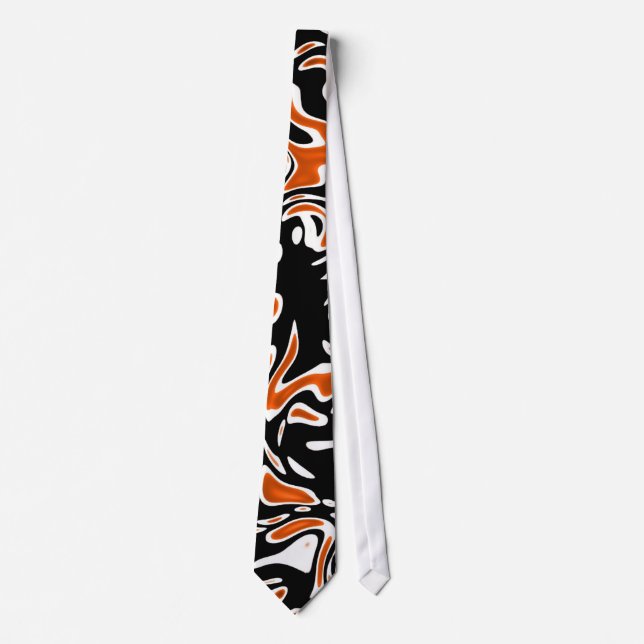 Cravate Tied Zizzago noir taches orange (Devant)