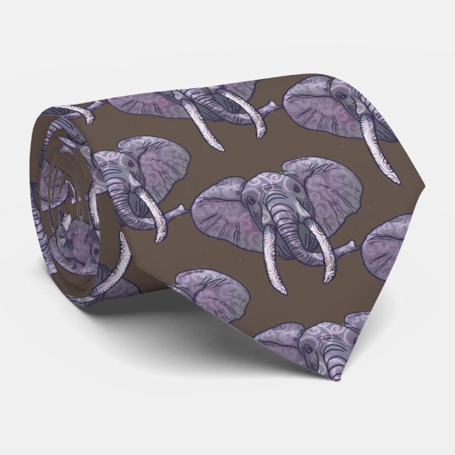 Cravate Tied'Éléphant Violet (Roulé)