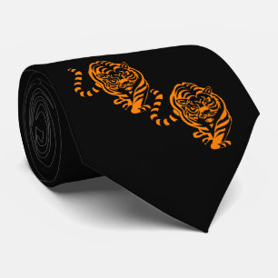 Cravate Tiger Design Orange/Black Team Mascot Necktie