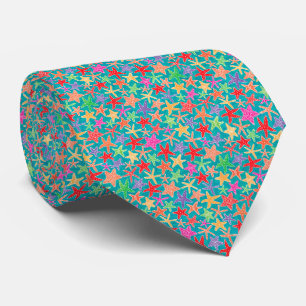 Cravate Tiny Blue Rose Green Starfish Motif nouveauté