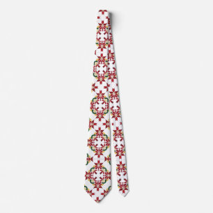 Cravate tissu de Noël poinsettia