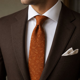 Cravate Tissu Jacquard Terracotta Brûlé Orange de Luxe