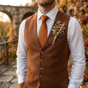 Cravate Tissu Jacquard Terracotta Brûlé Orange de Luxe