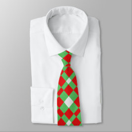 Cravate Tissu vert rouge et blanc Texture géométrique