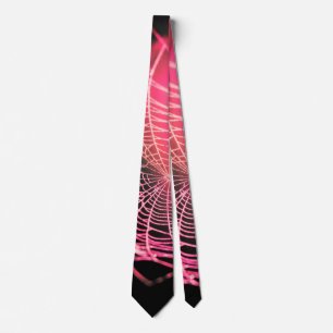 Cravate Toile d'araignée rose noir créatif et effrayant