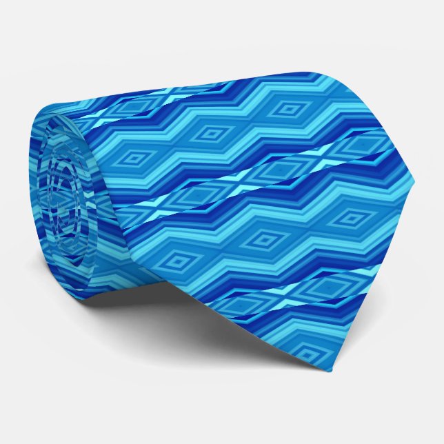 Cravate Tons de Motif bleu (Roulé)