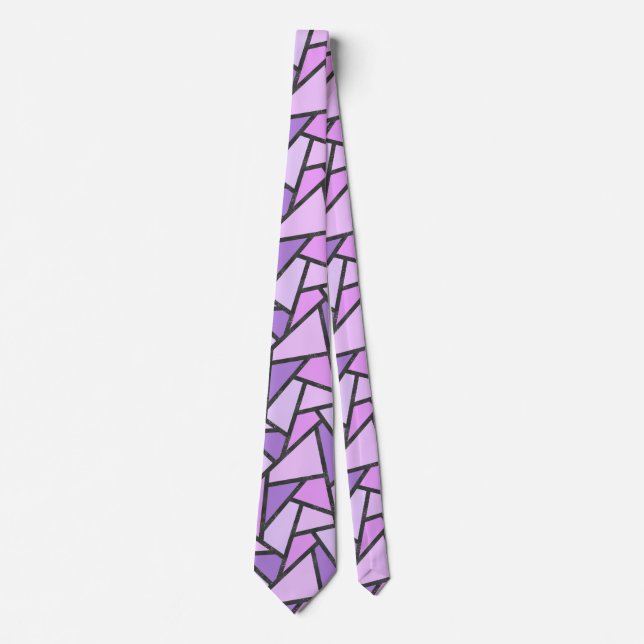 Cravate Tons du motif en vitrail lilas (Devant)