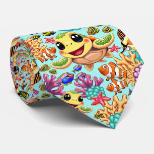Cravate Tortue de mer Bébé heureux et mignonne personnage