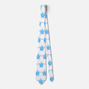 Cravate Tortue tribale bleue fraîche