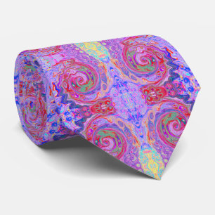 Cravate Tourbillon Abstrait Rétro Rouge, Violet et Rose